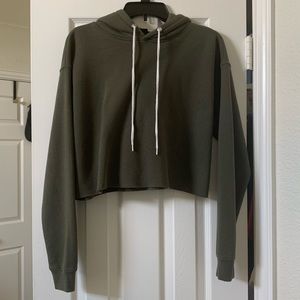 Olive Green Cropped Hoodie